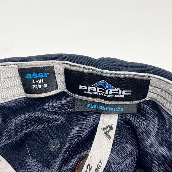 PACIFIC HEADWEAR Performance Fitted Cap T-Lightning Red Logo Black Size L-XL - Picture 3 of 7